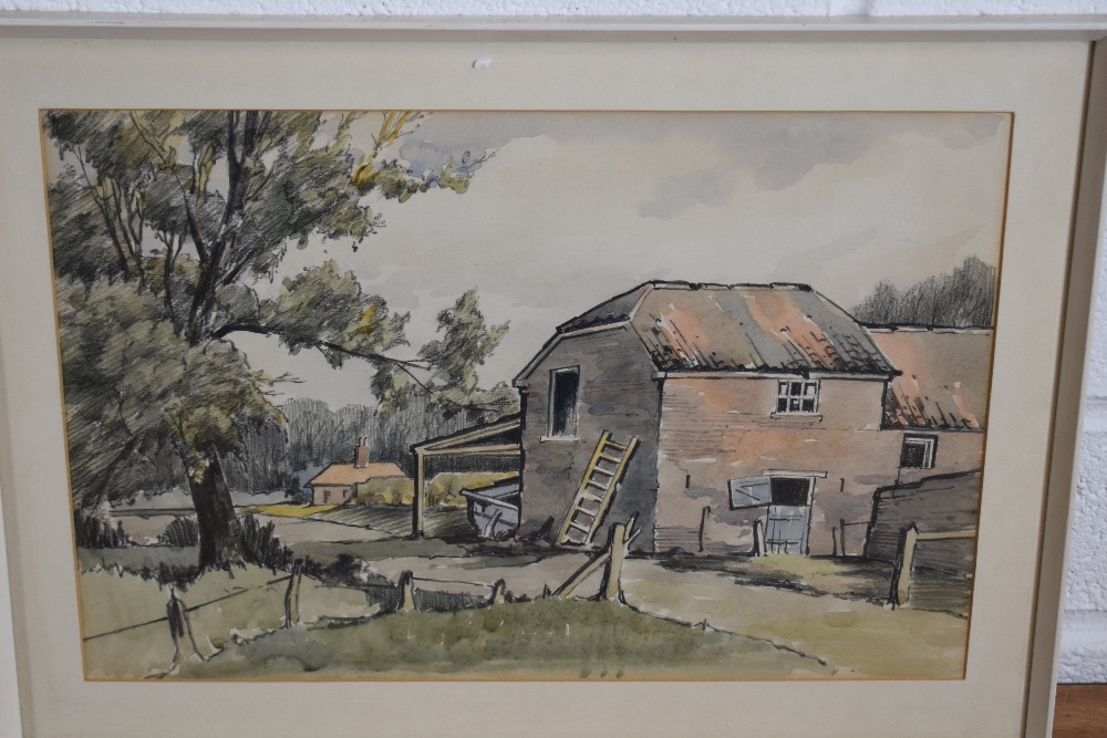 Robert E Waller (British 20th century) a pair of watercolours, rural farm settings, one signed lower - Image 2 of 3