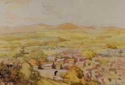 Attributed to William Dodd (Local 1908-1981) watercolour sketch, local village scene with Howgills