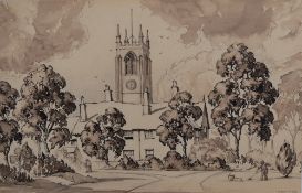 Albert Thomas Pile (British 1882-1981) ink and monochrome watercolour wash, a view of St Martin's