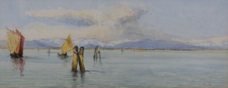 A late 19th century coastal scene watercolour, believed to be a view from Far Arnside across the