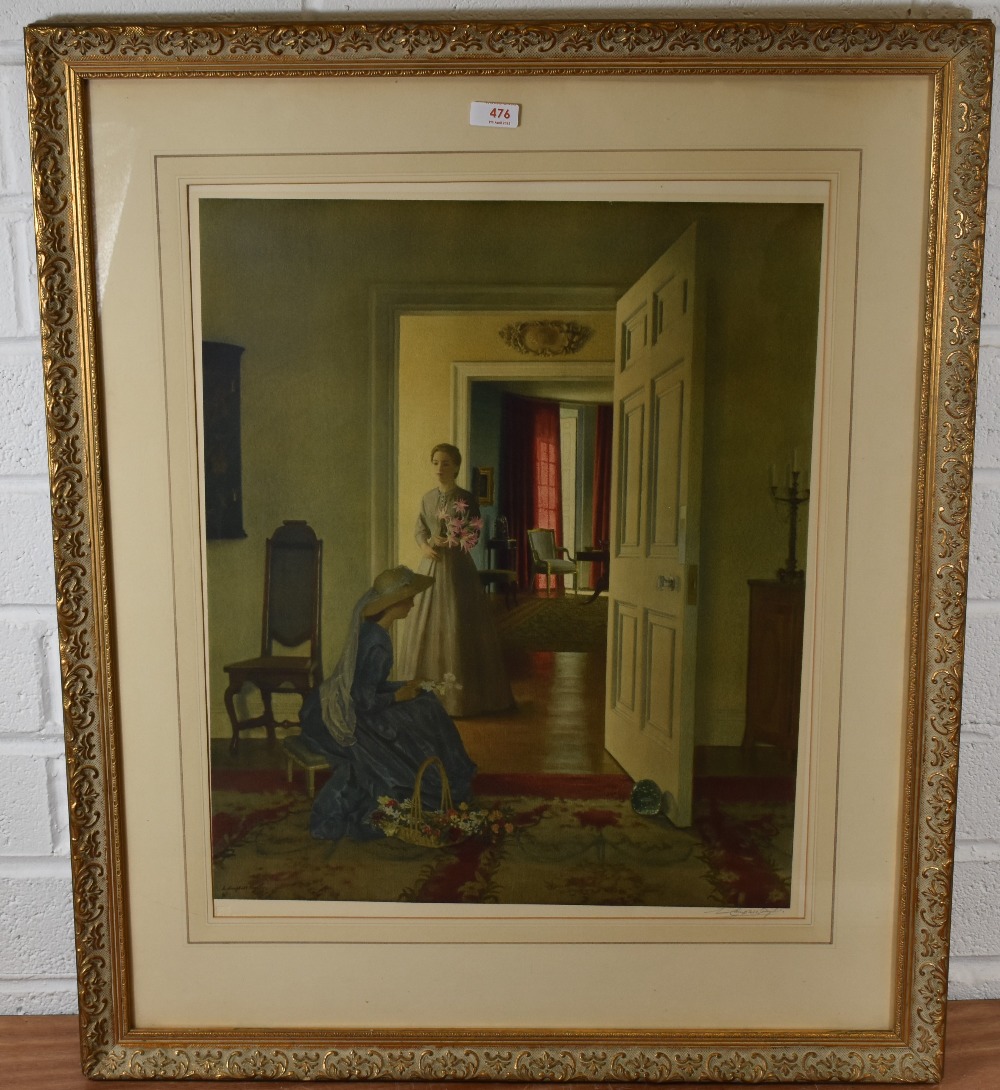 After Leonard Campbell-Taylor (British 1874-1969) a coloured print, interior scene with female - Image 2 of 4