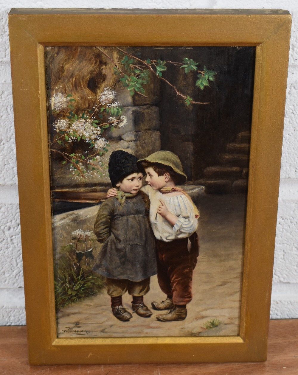 Marie (Mizzi) Wunsch (1862-1898) oil on mahogany panel 'Important Secret' or 'The Secret' a - Image 2 of 6