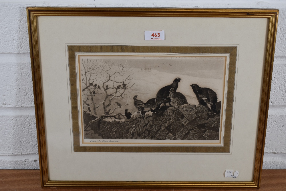 After Archibald Thorburn (Scottish 1860-1935) a late Victorian monochrome engraving of grouse, - Image 2 of 3