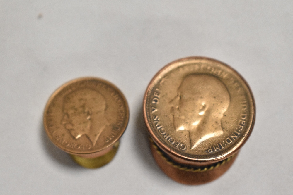 Two miniature trench art style military officers caps in fine detail, made from copper brass and - Image 2 of 2