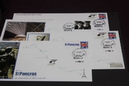 GB 2007, RANGE OF HS1/ST PANCRAS INTERNATIONAL OPENING COVERS Four covers, pertaining to HS 1