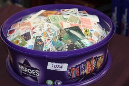 OLD SWEET TUB FULL OF OFF PAPER WORLDWIDE STAMPS, MINT AND USED ALL ERAS Old sweet tub full to the