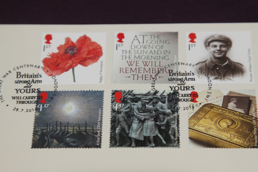 GB 2014 THE GREAT WAR, FIRST DAY NUMISMATIC COVER WITH £2 ENCAPSULATED Fine cover with set of 6 - Image 3 of 4
