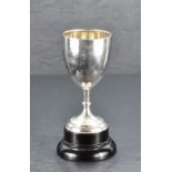 A Edward VII silver trophy, of plain goblet form with knopped stem and circular foot, marks for