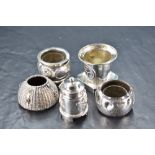A Japanese Meiji period sterling grade white metal ink well, of flared cylindrical form with