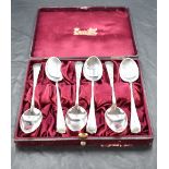 A set of six Victorian silver Old English pattern teaspoons, bright-cut with foliate detail and