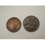 Two Australian Tokens, Queensland 1863 W & B Brooks Ironmongers Brisbane, New South Wales Peace &