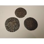 Three possible Edward III Hammered Silver Coins, two Groats and a Half Groat
