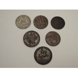 Six GB Tokens & Medallions, (1)Thames & Severn Canal, MDCCXCV (1795) with Ship, bridge on opposite