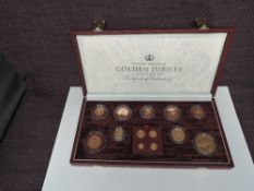 A Queen Elizabeth II Royal Mint United Kingdom Golden Jubilee Gold Proof Set 2002, 9 Coins, Five
