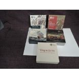 Five Royal Mint Silver Proof Coins in cases and outer card boxes, 2015 £5 200th Anniversary Battle