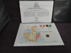 A Queen Elizabeth II Royal Mint 2002 1/4 ounce 25 Pound Britannia on large hand painted