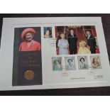 A Queen Elizabeth II Royal Mint 2001 Gold Sovereign on large Commemorative Coin Cover, celebrating