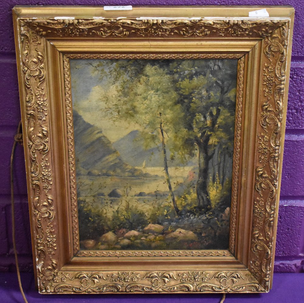 A pair of 19th century Lake District scene oil on canvases, unsigned, within moulded gilt frames - Image 2 of 4
