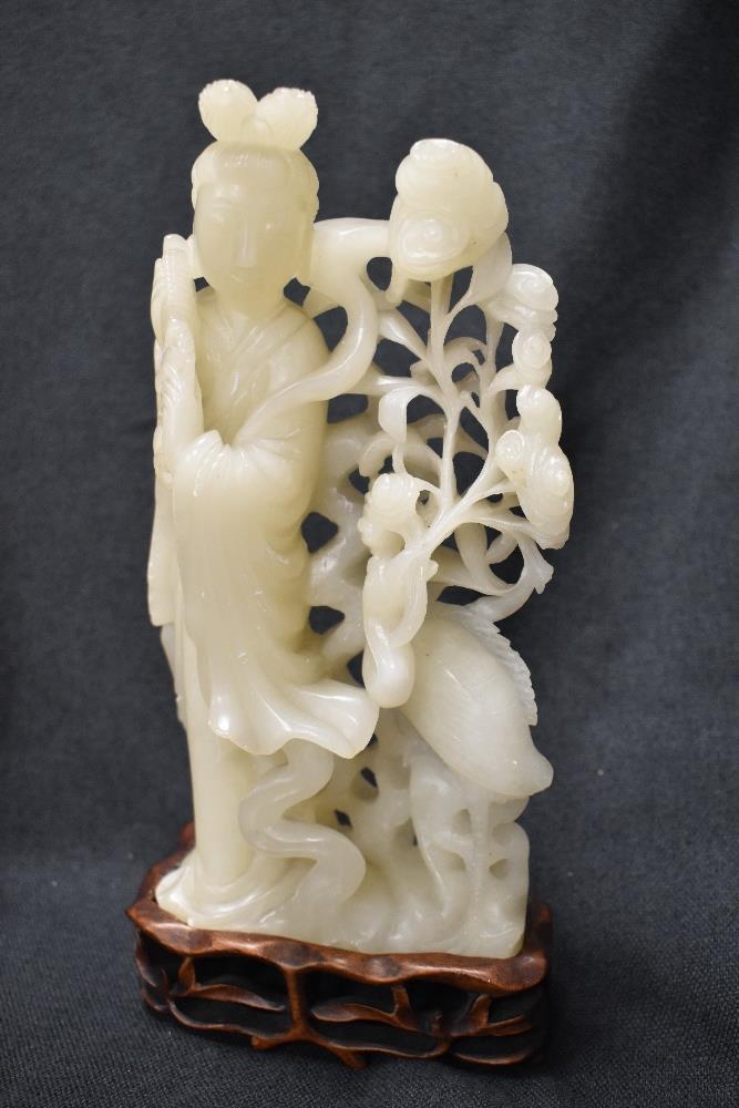 Three 20th century Chinese soap stone carved ornaments of fine detail, including two figure groups - Image 3 of 8