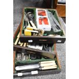 Three trays of assorted cutlery and flatware including Frank Mills and Sheffield steel.