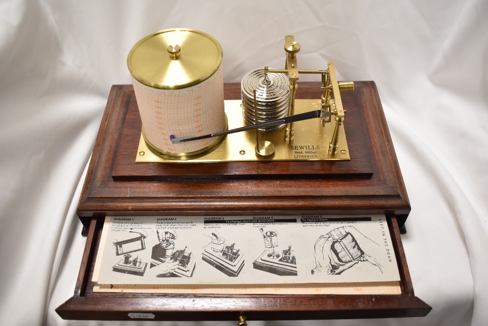 A 20th century Sewills barograph weather station in a fitted mahogany case. - Image 3 of 3