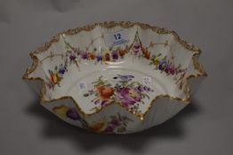 A 20th century porcelain dish bearing a Dresden mark to base.