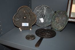 Two 18th century Japanese Kagami mirrors, one decorated with good luck coins and the other with a