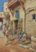 Vittorio Rappini (Italian 1877-1939) watercolour, a Middle Eastern street scene entitled 'The