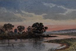 John Pendlebury (British 19th century) watercolour, entitled 'A Quiet Spot' a meandering river at