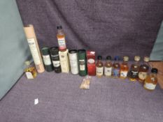 A box of 18 mainly Single Malt Whisky Miniatures including Glenturet 15 Year Old and 1972,