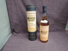 A bottle of Glenmorangie 15 Year Old Rare Malt Scotch Whisky, 43% vol, 70cl in card tube