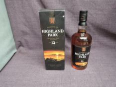 A bottle of Highland Park 12 Year Old Single Malt Scotch Whisky, 40% vol, 70cl in card box