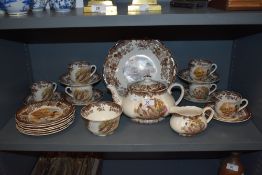 A Royal Worcester 'Pallisy' Game Series six setting teaset, transfer printed with various game, to