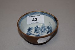 A Chinese export 'Diana Cargo' porcelain teabowl, old Christies label loose but present