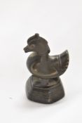 A small bronze study of a duck.