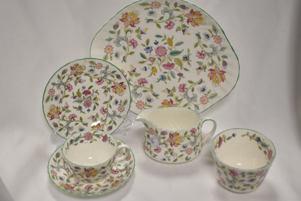 A collection of Mintons 'Haddon Hall', comprising; cups, saucers, side plates, cake plate and jug. - Image 2 of 3