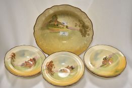 A selection of Royal Doulton bowls, having various count4ry cottage designs to centres.