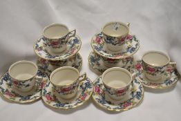 Four 1980s Royal Doulton 'Floradora' coffee cups and saucers.