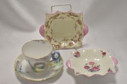 Three pieces of early 20th century Shelley wares including a tea cup and saucer set no. 823343 and