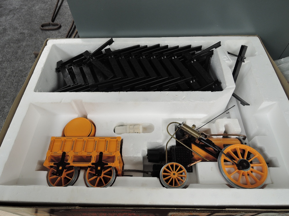 A Hornby 3.5' gauge Stephenson Rocket Locomotive Steam Engine with track, boxed with leaflet