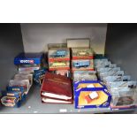 A shelf of modern diecasts including Dinky, Corgi, Matchbox, Matchbox Models of Yesteryear, all