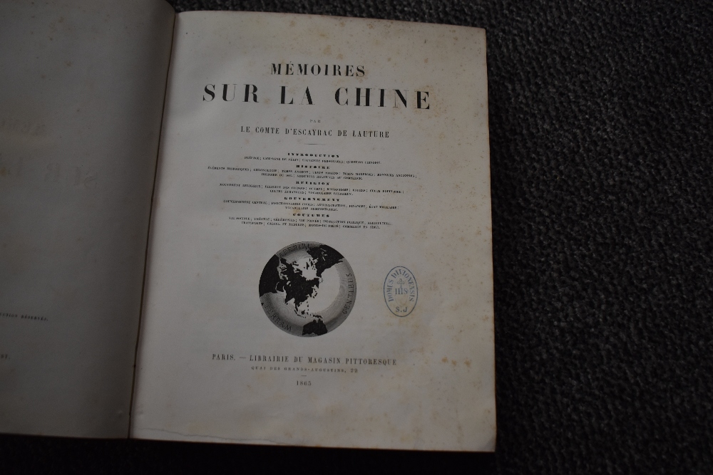 Travel. Memoires Sur La Chine. Paris: Librairie Du Magasin Pittoresque. 1865. Many maps and - Image 2 of 5
