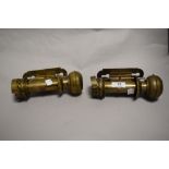 Two brass wall mounted gas lights, of Great Western Rail interest.