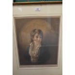 A framed, glazed and mounted vintage print of a young boy in a blue coat, after Henry Raeburn.
