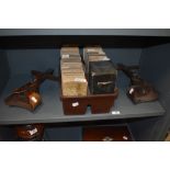 Two Stereoscopes and a selection of plates, to include Boer war, America, Palestine, Egypt,