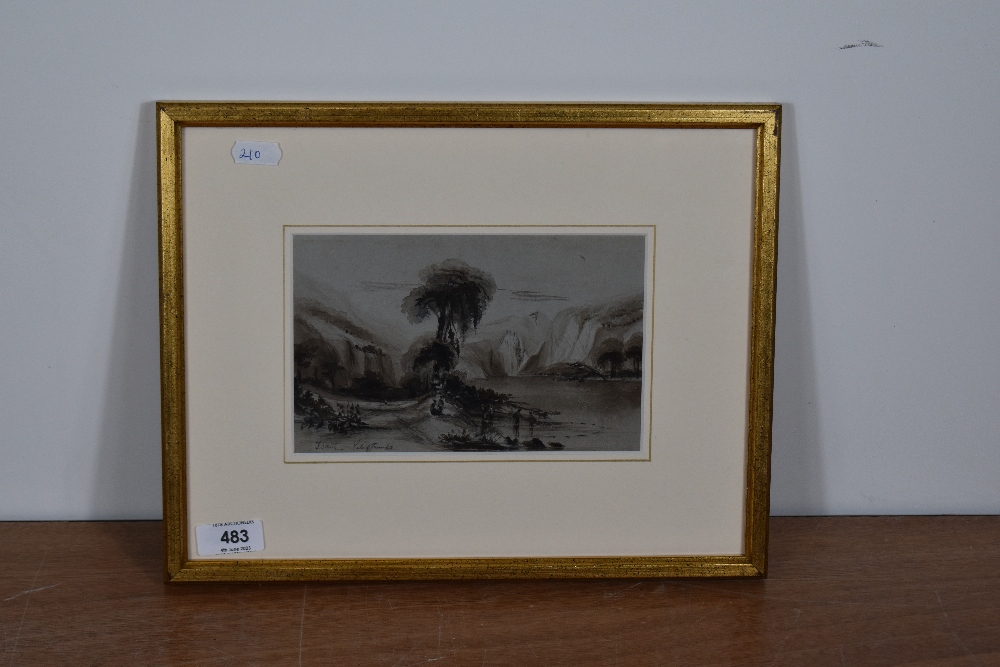 Attributed to John 'Warwick' Smith (British 1749-1831) a monochrome watercolour sketch, entitled ' - Image 2 of 4