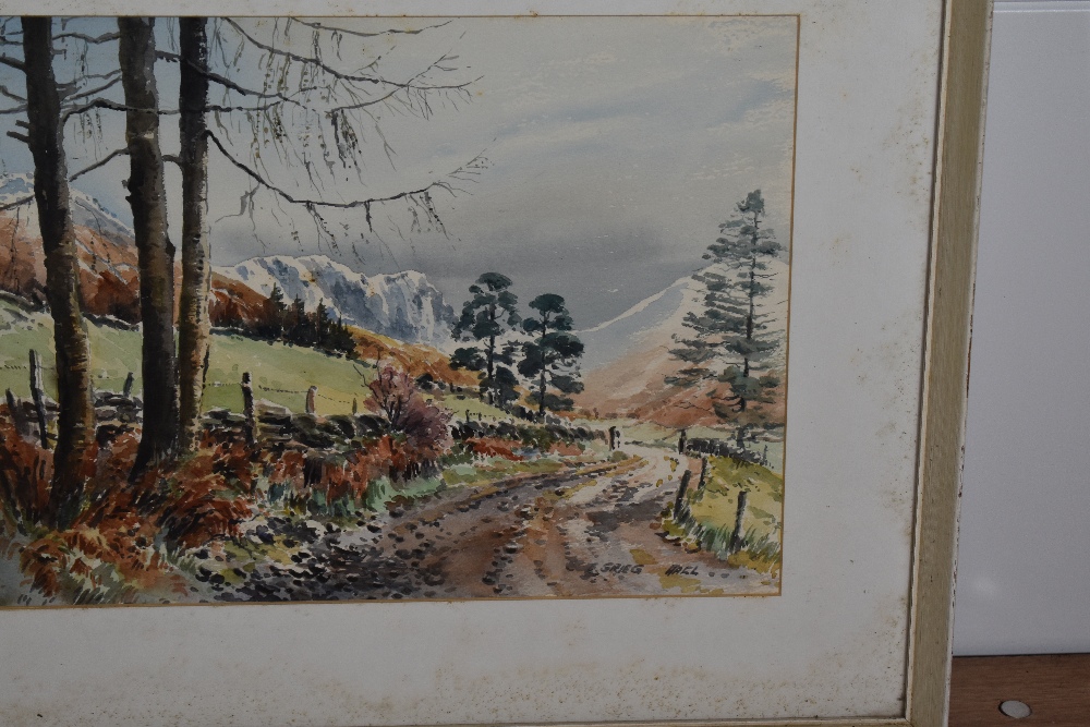 Local Interest* Edward Grieg Hall (British 1929-2017) watercolour, Lake District rural road scene - Image 3 of 3