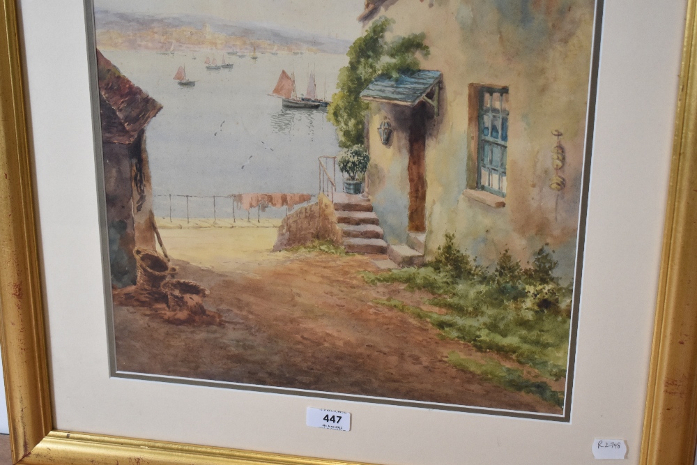 Lewis Mortimer, (19th/20th century), a watercolour, harbour cottage, faded signed, 53 x 35cm, - Image 3 of 3