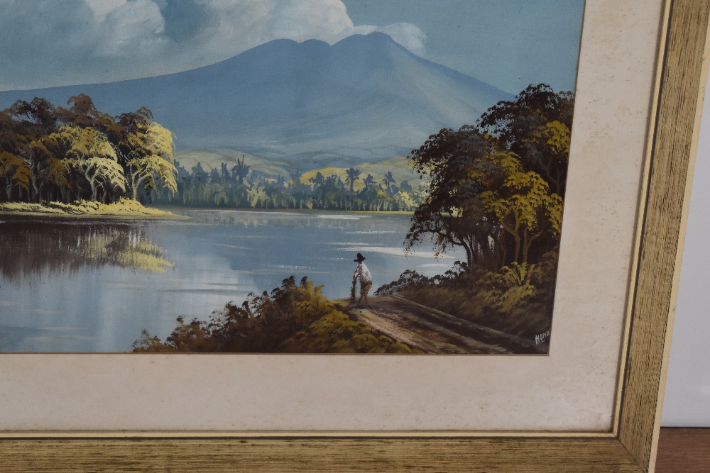 A 20th century oil on canvas, Lakeland scene with lone figure, mounted framed and glazed 32cm x 41cm - Image 3 of 3