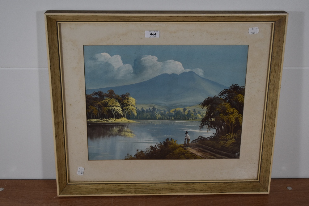 A 20th century oil on canvas, Lakeland scene with lone figure, mounted framed and glazed 32cm x 41cm - Image 2 of 3